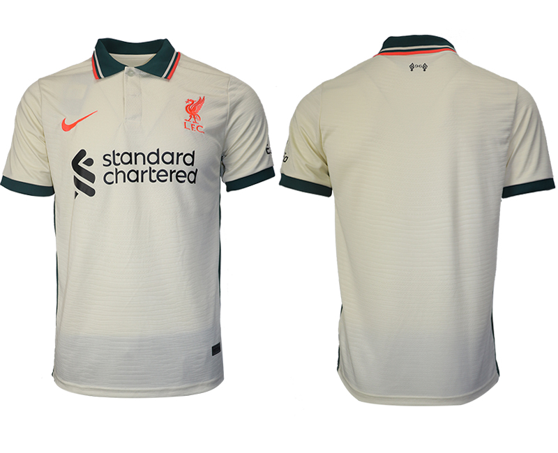 Men 2021-2022 Club Liverpool away aaa version cream blank Soccer Jersey